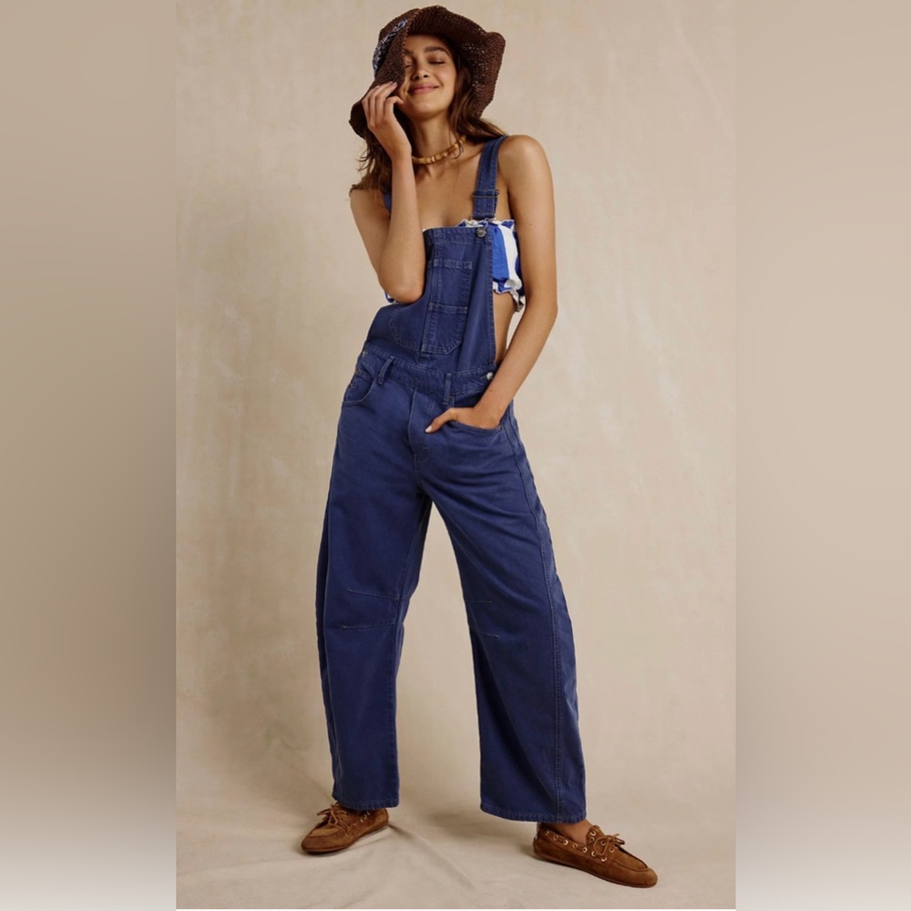 We The Free Indigo Blue Wide-Leg Overalls